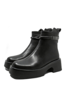 Imagine Ghete platformă cu brățară la gleznă, negre din piele naturală GOR5182