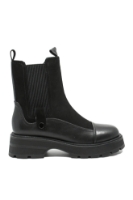 Imagine Ghete damă cu platformă, negre, din piele întoarsă cu panou elastic GOR6010NV