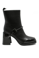 Imagine Botine damă cu vârf pătrat din lac, negre, din piele naturală GOR3145