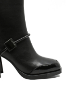 Imagine Botine damă cu vârf pătrat din lac, negre, din piele naturală GOR3145