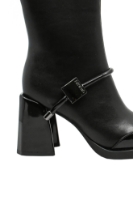 Imagine Botine damă cu vârf pătrat din lac, negre, din piele naturală GOR3145