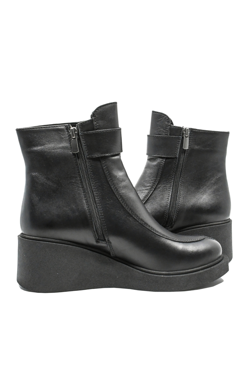 Imagine Ghete damă ortopedice cu baretă la gleznă, negre, din piele naturală MIR10604