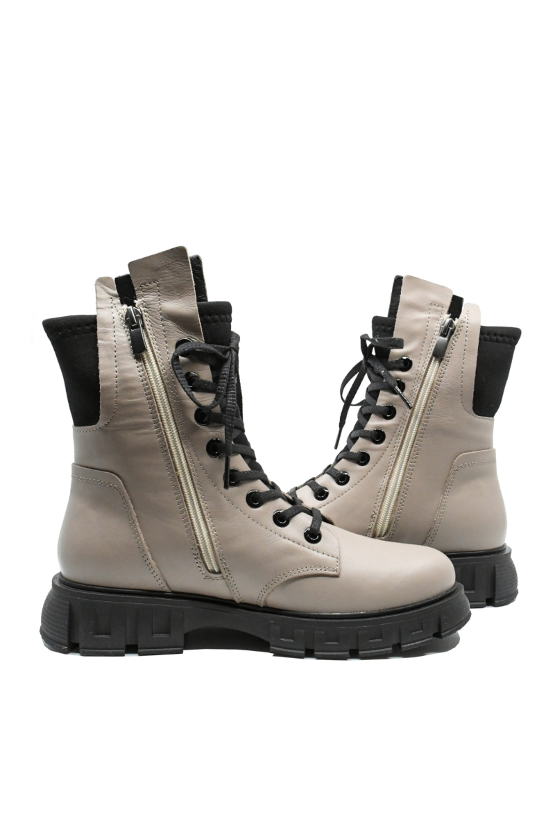 Imagine Ghete damă casual, gri vizon din piele naturală, cu inserție elastică MIR21015