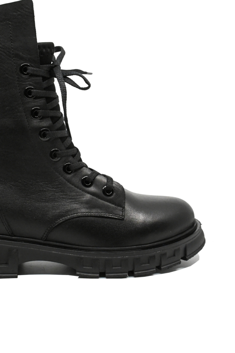 Imagine Ghete damă casual, negre din piele naturală, cu inserție elastică MIR21015