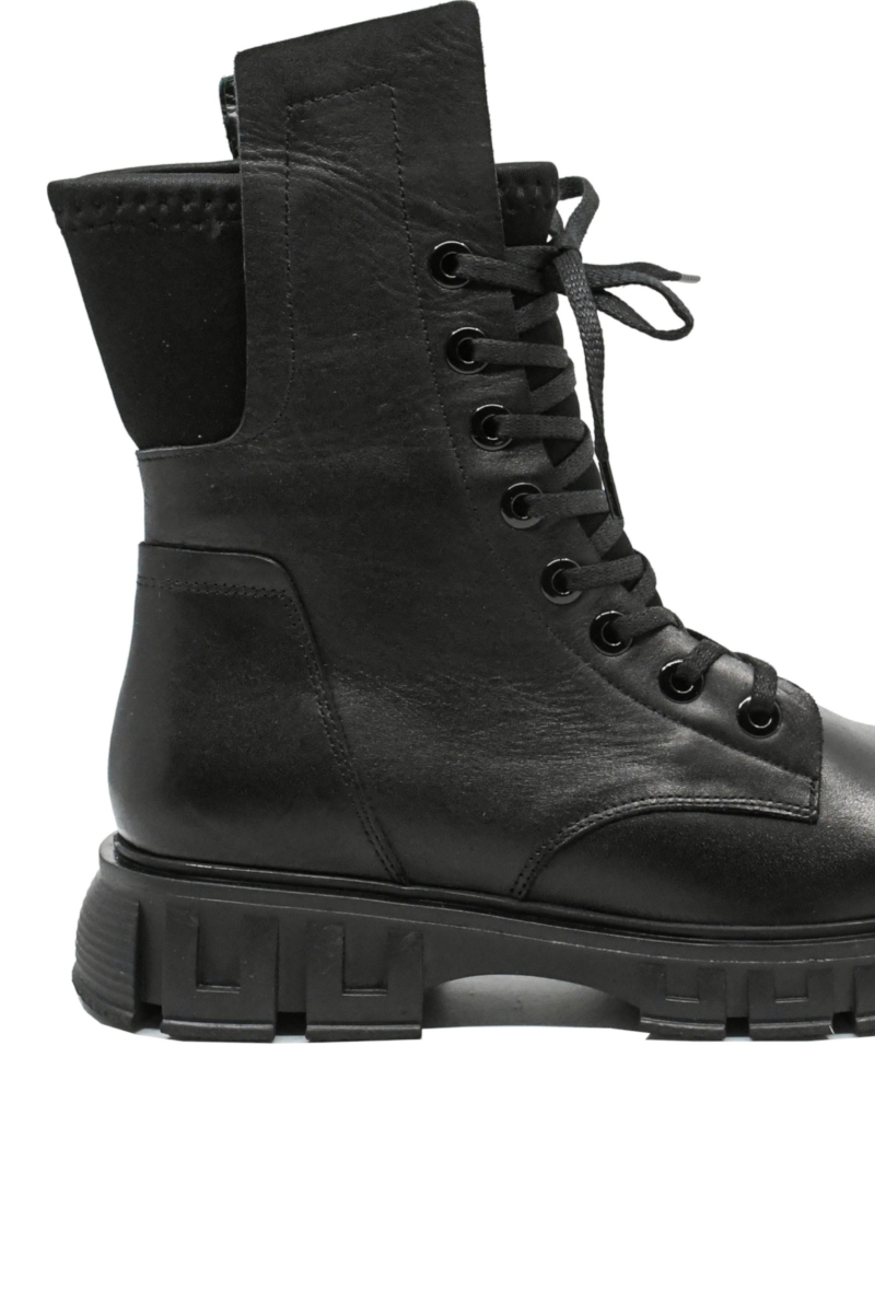 Imagine Ghete damă casual, negre din piele naturală, cu inserție elastică MIR21015