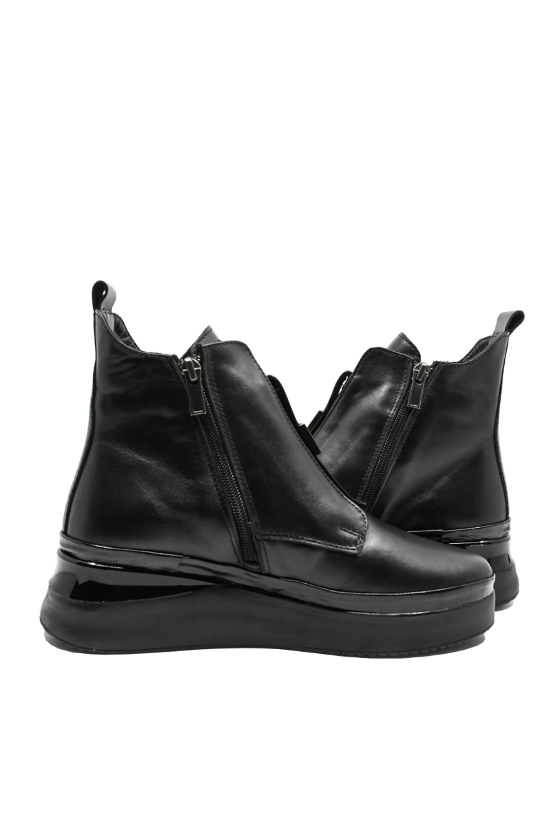 Imagine Ghete damă casual până la gleznă, negre din piele naturală MIR934410