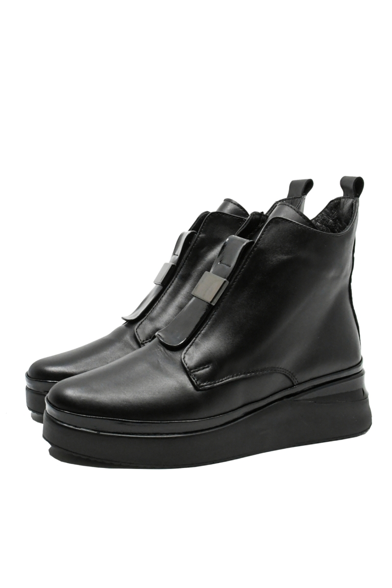Imagine Ghete damă casual până la gleznă, negre din piele naturală MIR934410