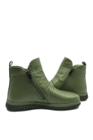 Imagine Ghete joase cu două fermoare, kaki, din piele naturală MIR23663