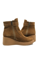 Imagine Ghete damă ortopedice cu baretă la gleznă, maro, din piele întoarsă MIR10604