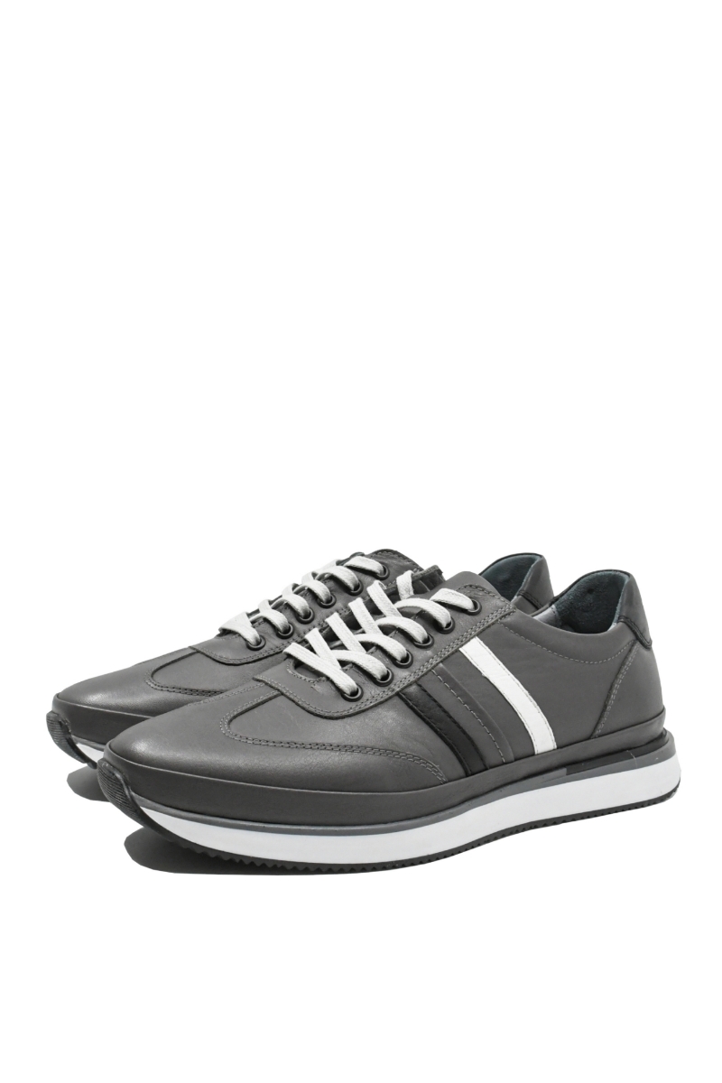 Imagine Pantofi sport bărbați clasici gri din piele naturală GOR2101