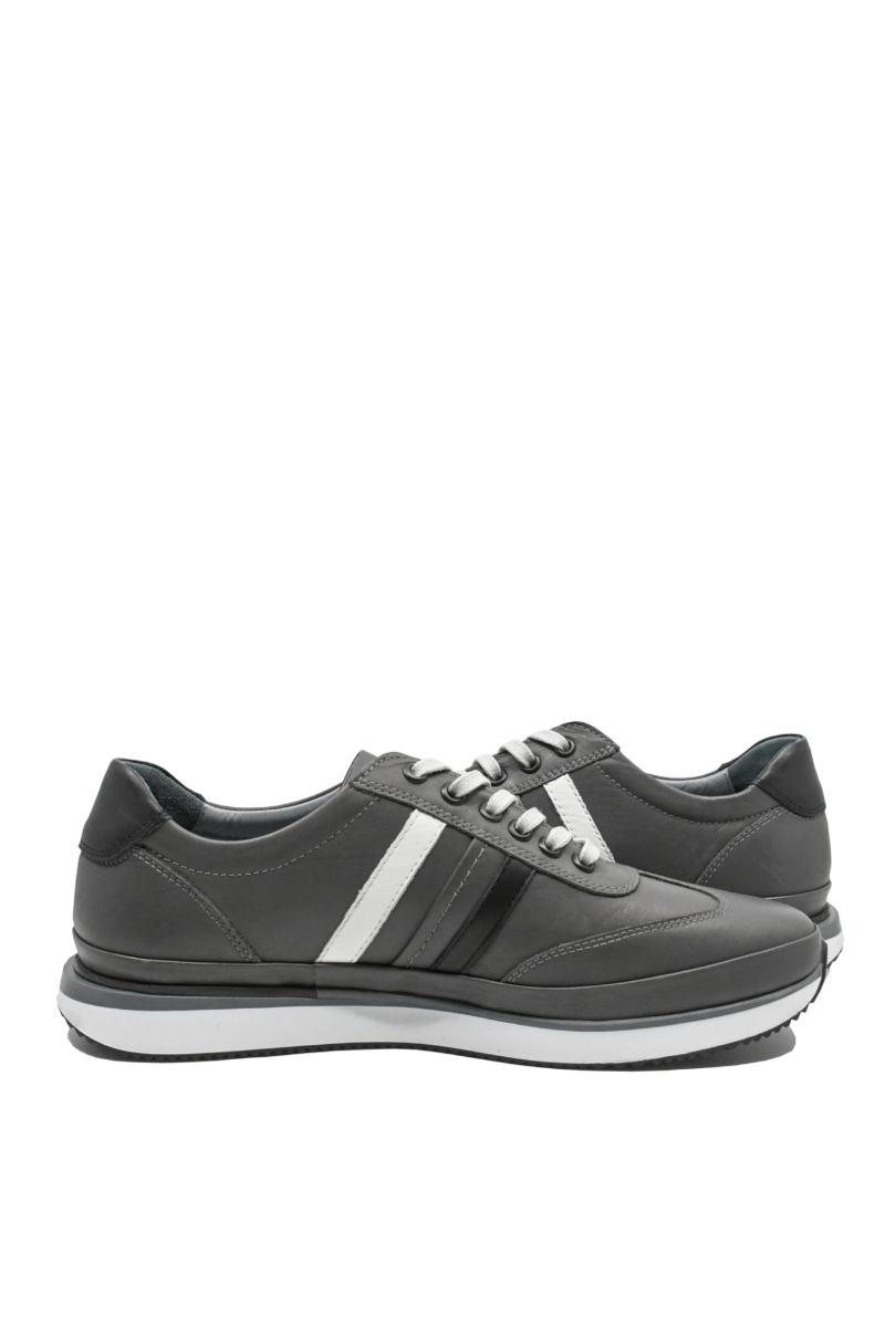 Imagine Pantofi sport bărbați clasici gri din piele naturală GOR2101