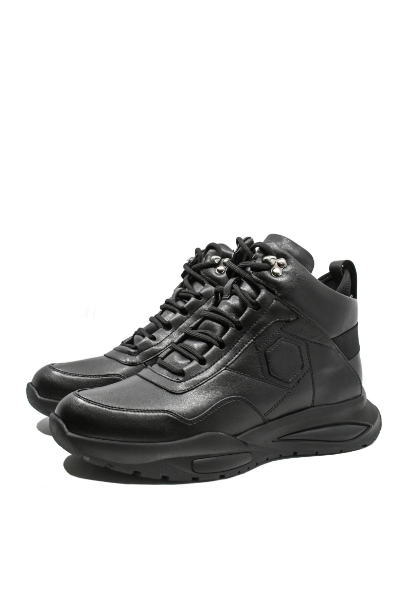 Imagine Ghete sport bărbați  negre, din piele naturală FNX1903-5