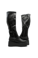 Imagine Cizme damă cu platformă și carâmb moale, negre din piele naturală GOR160304