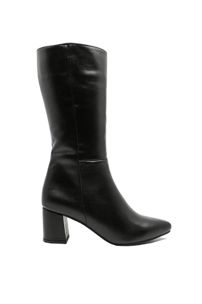 Imagine Cizme damă medii cu toc, negre din piele naturală MIR859