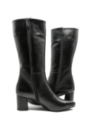 Imagine Cizme damă medii cu toc, negre din piele naturală MIR859