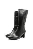 Imagine Cizme damă medii cu toc, negre din piele naturală MIR859