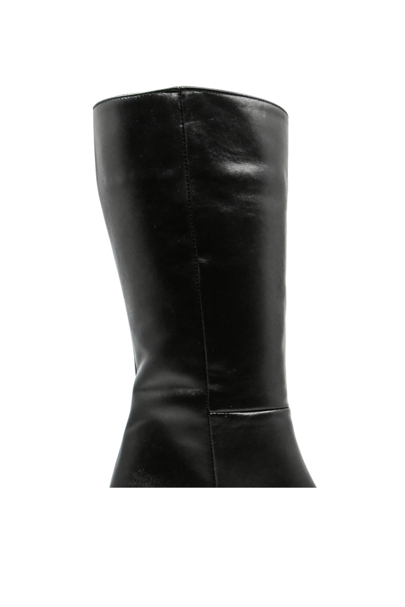 Imagine Cizme damă medii cu toc, negre din piele naturală MIR859