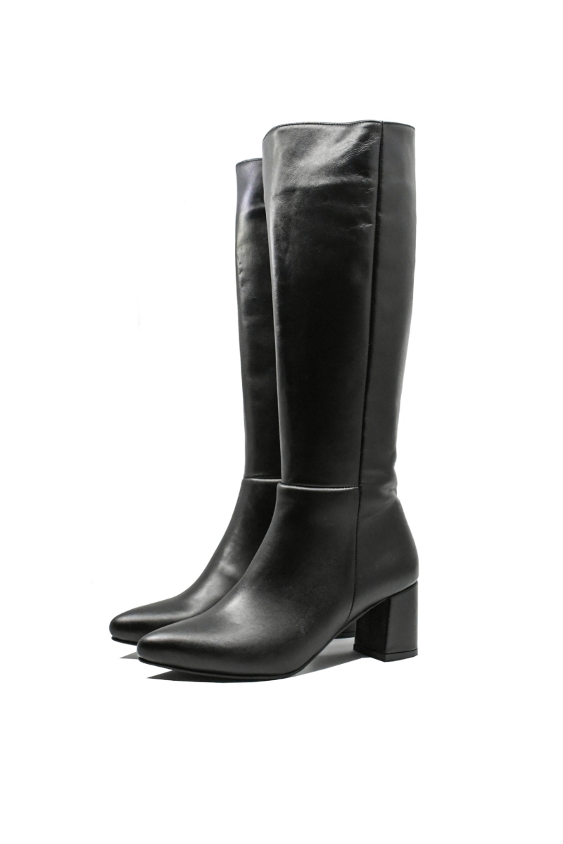 Imagine Cizme damă înalte cu toc, negre din piele naturală MIR0404