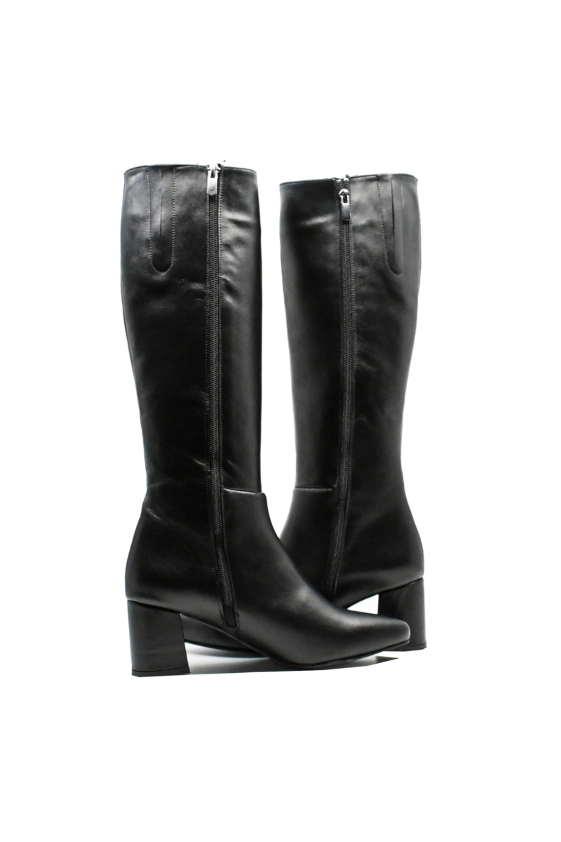 Imagine Cizme damă înalte cu toc, negre din piele naturală MIR0404