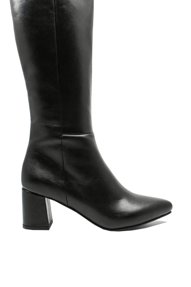 Imagine Cizme damă înalte cu toc, negre din piele naturală MIR0404