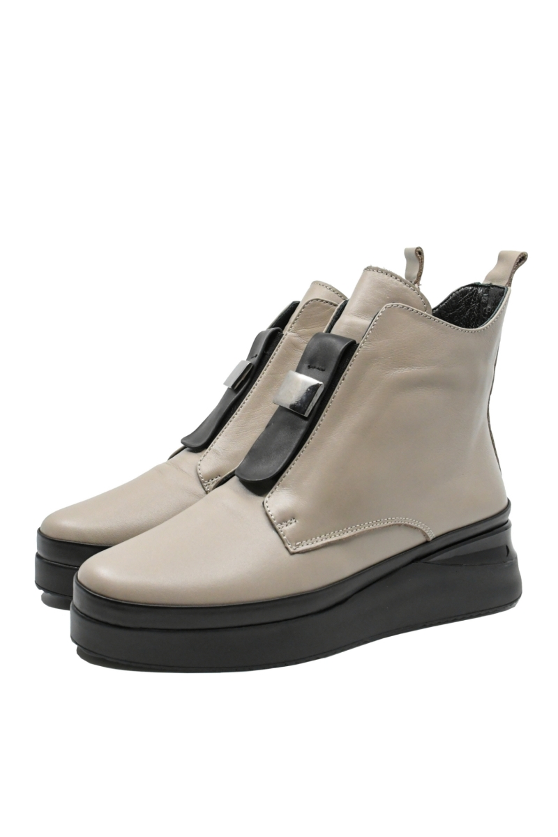 Imagine Ghete damă casual până la gleznă, gri vizon din piele naturală MIR934410