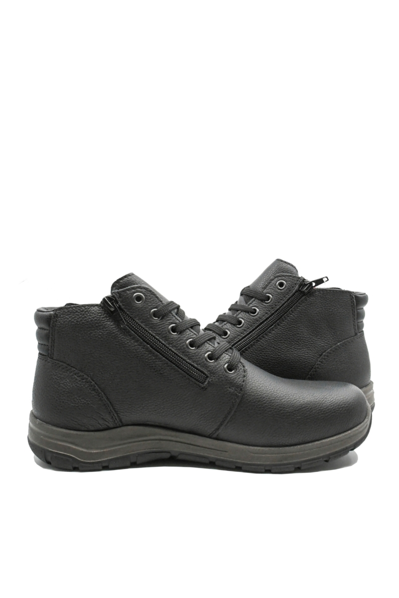 Imagine Ghete bărbați cu granulații, negre, din piele naturală RIK03652-00