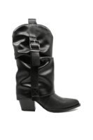 Imagine Cizme ciocate damă negre din piele naturală, cu carâmb suprapus  OTR70001