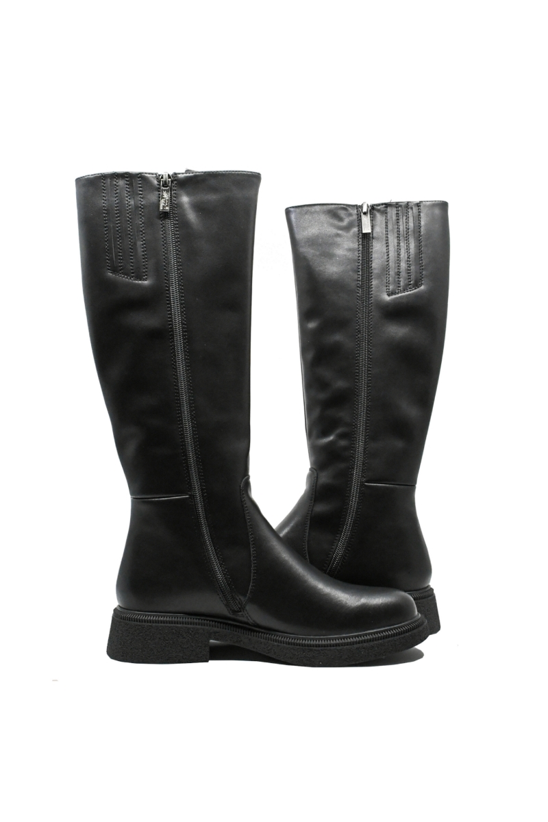 Imagine Cizme damă comode, înalte, negre din piele naturală OTR70006