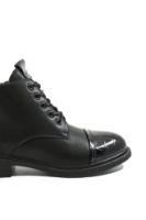 Imagine Botine joase negre din piele naturală, cu vârf din lac OTR570010