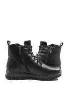 Imagine Ghete plate negre din piele naturală, cu șiret decorativ OTR570011