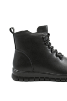 Imagine Ghete plate negre din piele naturală, cu șiret decorativ OTR570011