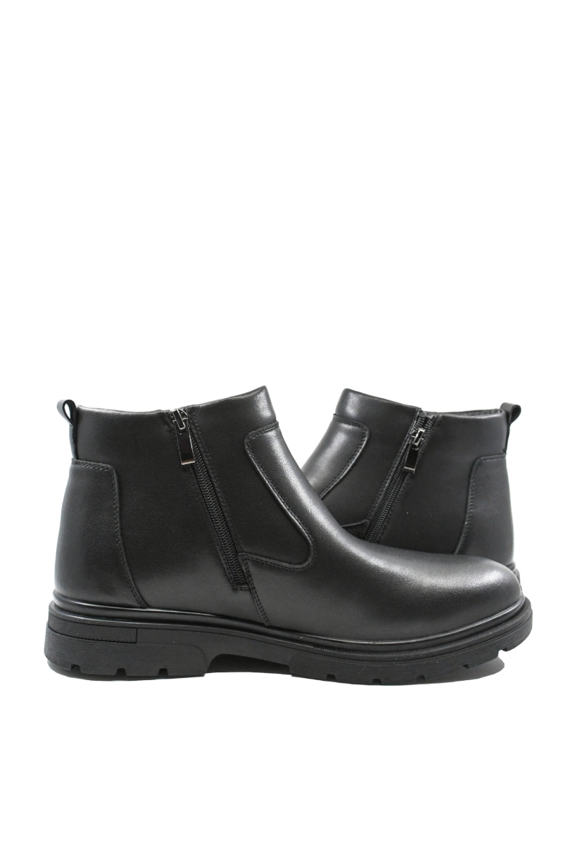 Imagine Ghete casual solide pentru bărbați negre din piele naturală OTR2172