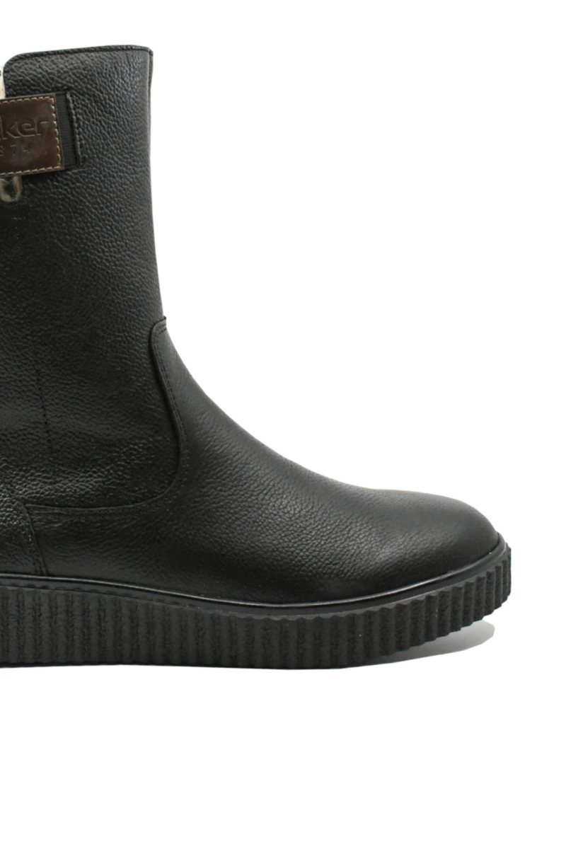 Imagine Ghete îmblănite negre din piele naturală cu aspect granulat RIKY4355-00