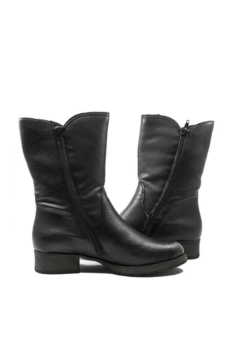 Imagine Ghete damă cu barete și catarame, negre, din piele naturală RIKZ9571-00