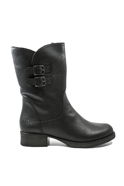 Imagine Ghete damă cu barete și catarame, negre, din piele naturală RIKZ9571-00