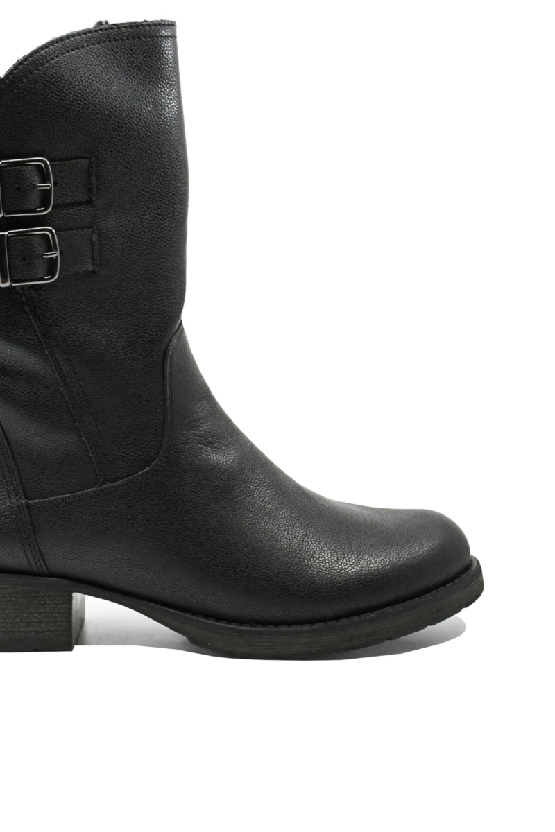 Imagine Ghete damă cu barete și catarame, negre, din piele naturală RIKZ9571-00