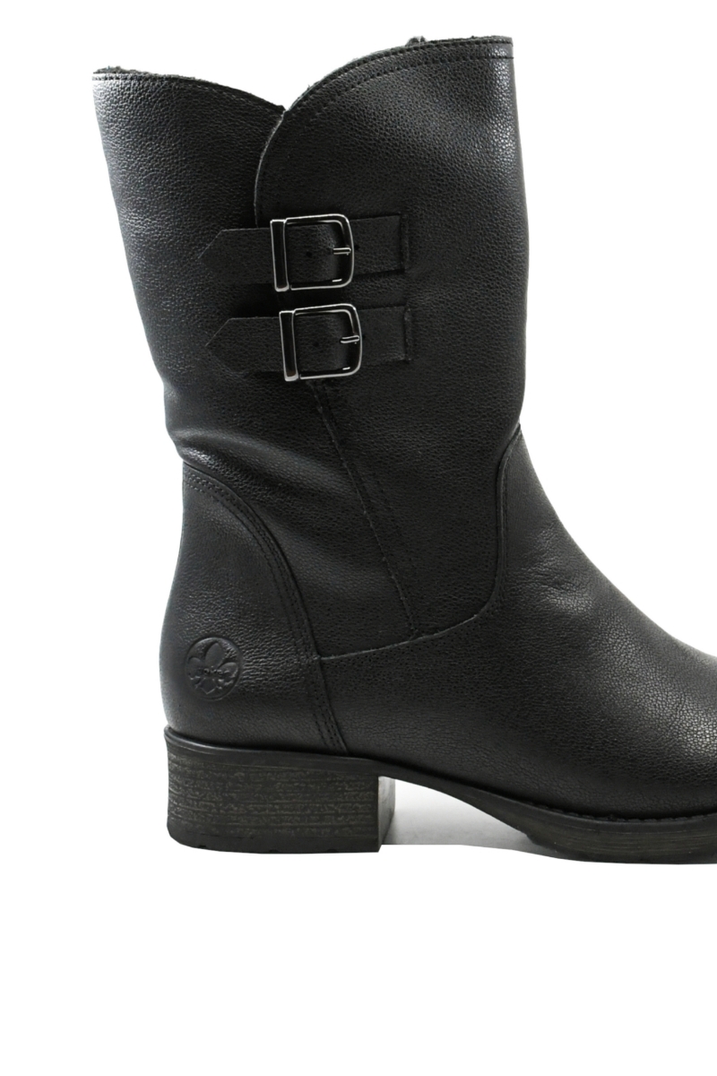 Imagine Ghete damă cu barete și catarame, negre, din piele naturală RIKZ9571-00