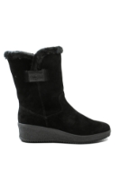 Imagine Ghete comode negre din piele întoarsă cu blăniță RIKY4456-00