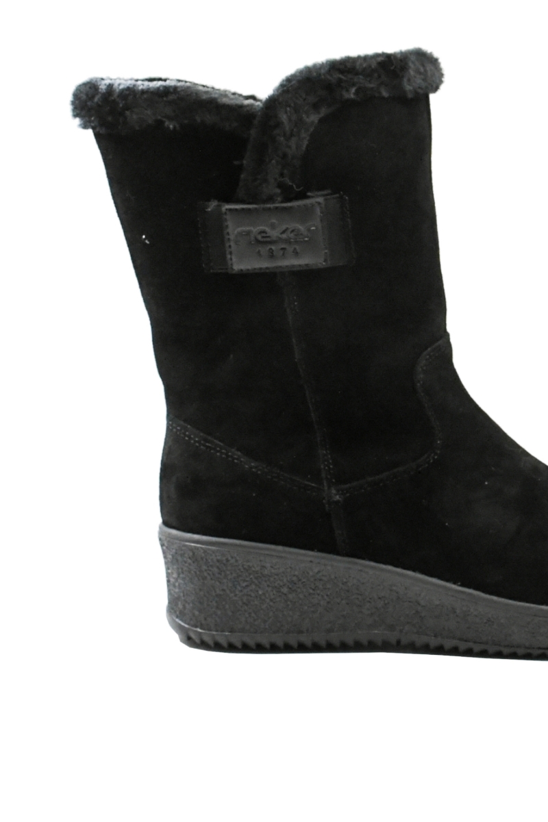 Imagine Ghete comode negre din piele întoarsă cu blăniță RIKY4456-00