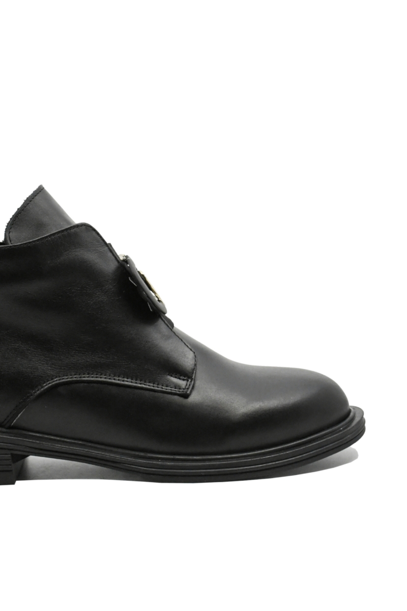 Imagine Ghete joase negre din piele naturală cu decorațiune aurie MIR20901-1