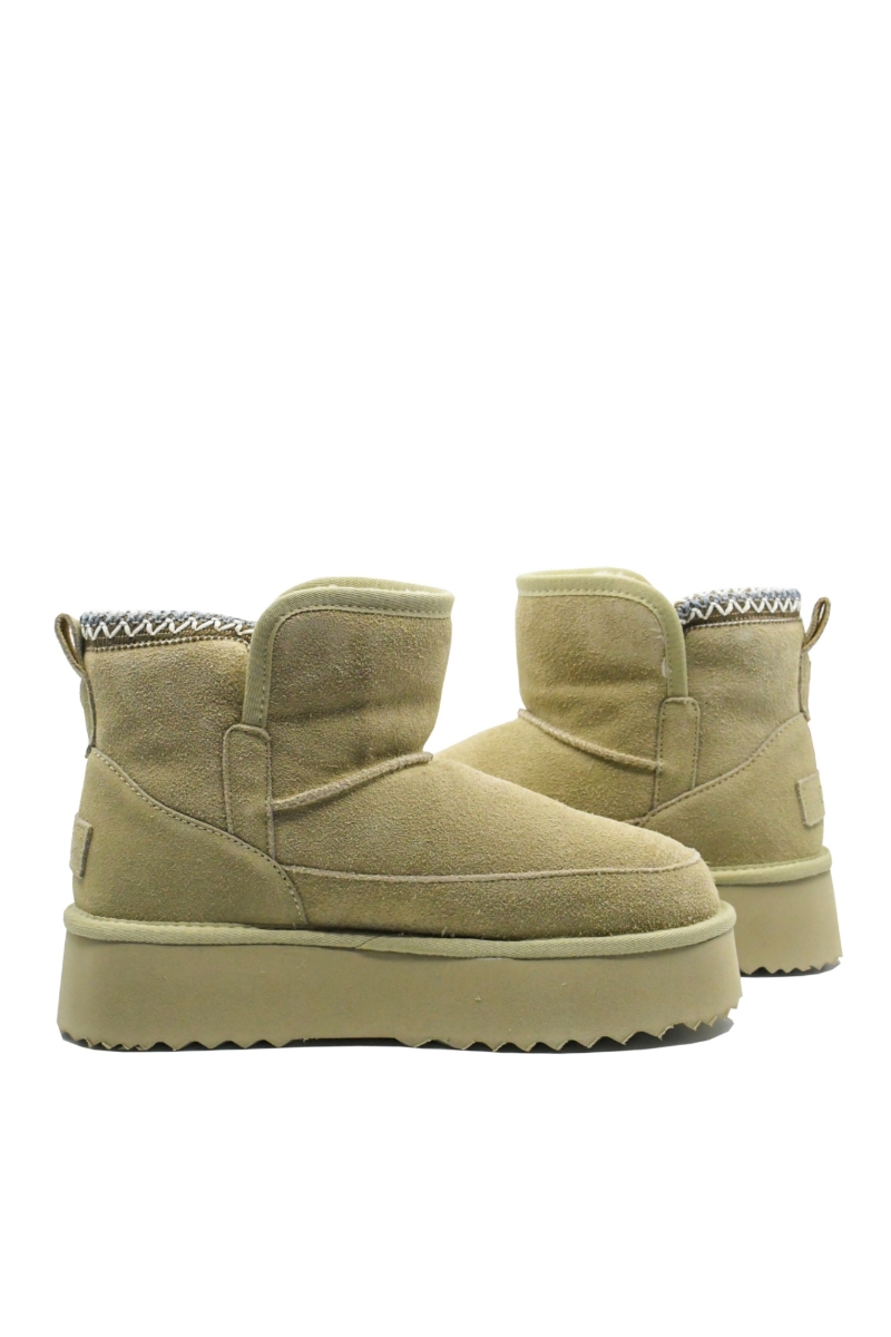 Imagine Ghete damă îmblănite, kaki, din piele întoarsă GOR114