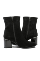 Imagine Botine cu toc butucănos, negre, din piele întoarsă GOR467NV