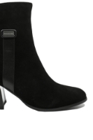 Imagine Botine cu toc butucănos, negre, din piele întoarsă GOR467NV