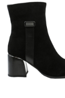 Imagine Botine cu toc butucănos, negre, din piele întoarsă GOR467NV