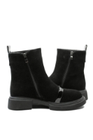 Imagine Ghete damă negre din piele întoarsă cu baretă decorativă GOR117