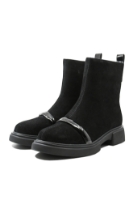 Imagine Ghete damă negre din piele întoarsă cu baretă decorativă GOR117