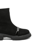 Imagine Ghete damă negre din piele întoarsă cu baretă decorativă GOR117