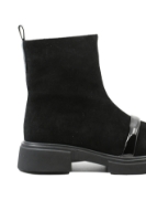 Imagine Ghete damă negre din piele întoarsă cu baretă decorativă GOR117