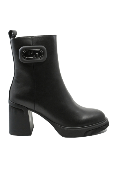 Imagine Botine ankle damă cu toc înalt, negre, din piele naturală GOR696