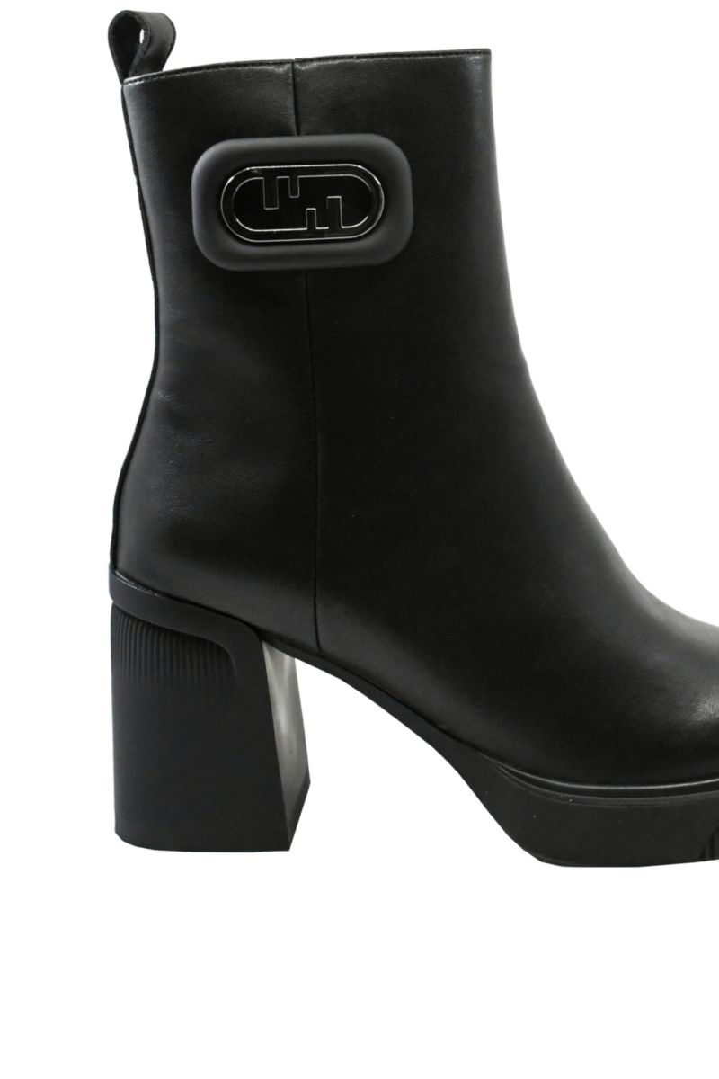 Imagine Botine ankle damă cu toc înalt, negre, din piele naturală GOR696